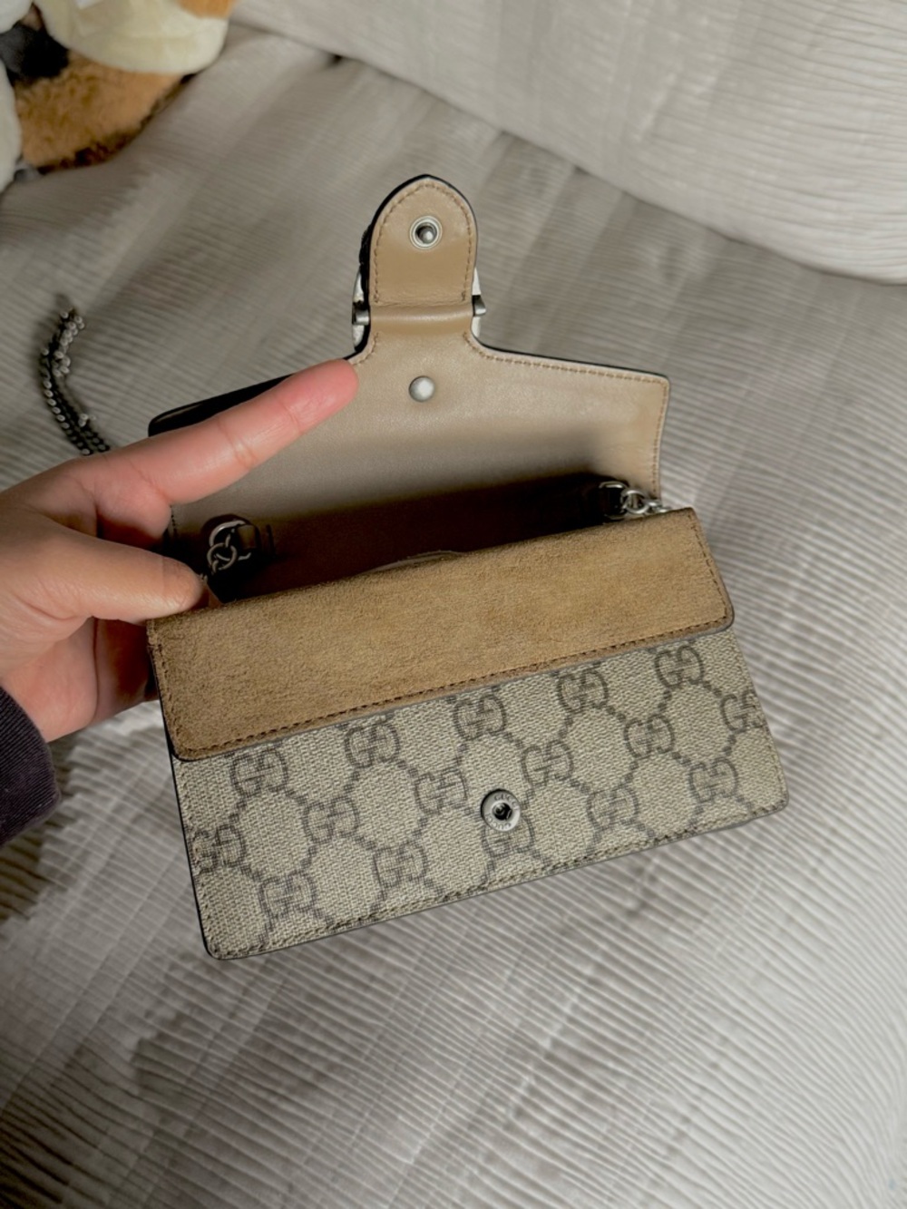 Gucci Beige GG Supreme Canvas Dionysus Crossbody Bag with Silver Hardware - Picture 6 of 11